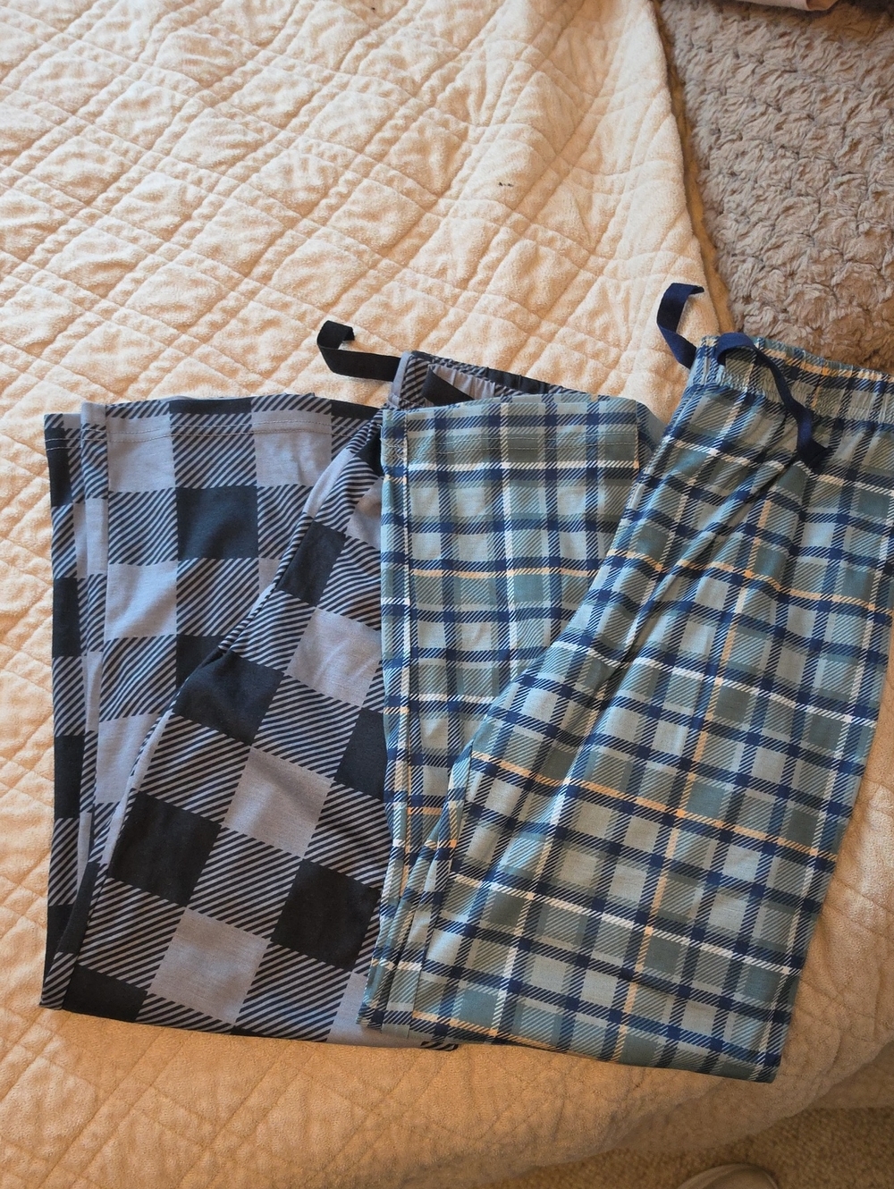 Boys 10/12 Blue Plaid Jammie Pants - Bundle Of 2- Lightweight Comfort
